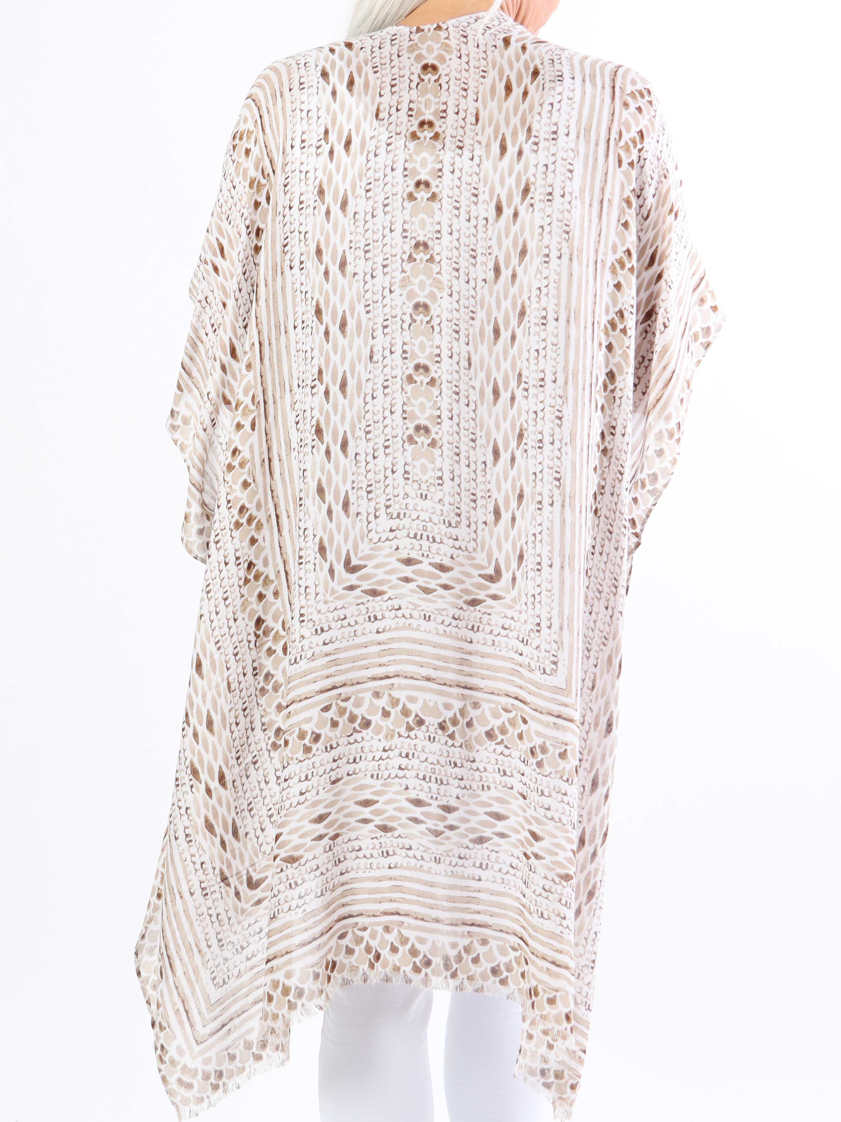 Alexandrine snake - Let og luftig plus size kimono i bomuld